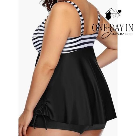 Aqua Eve Plus Size Cross Front Boyshort Tankini Swimsuit Size 20W - Picture 2 of 5